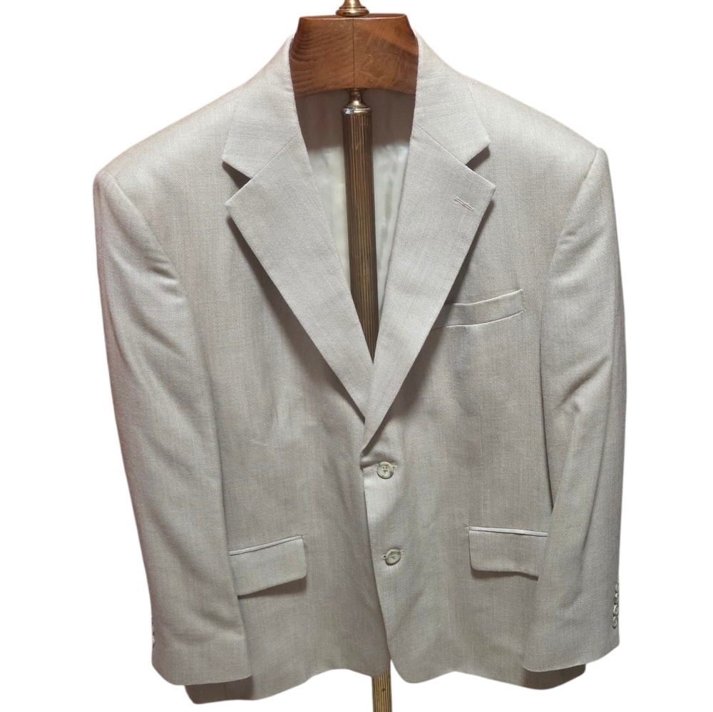 Vintage Oscar de la Renta Silk Wool Lightweight Blazer Sport Coat Beige Size 44S